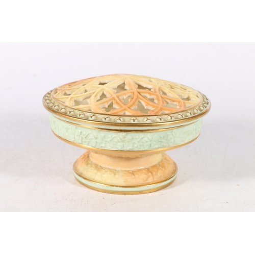 67D - Royal Worcester circular blush ivory  centrepiece, 8 x 15cm.