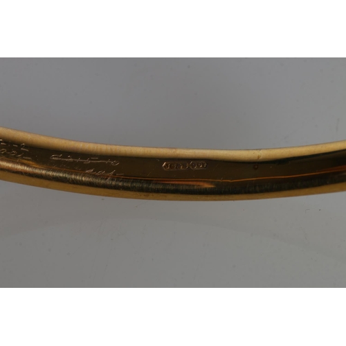 160 - 9ct gold hollow bangle, makers mark 'JG&S', 8.4g