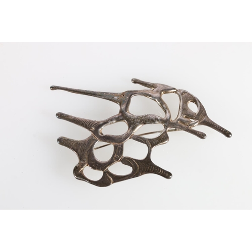 212 - Contemporary silver brooch by Pat Young of Coldstream, Edinburgh 1995, a contemporary silver pendant... 