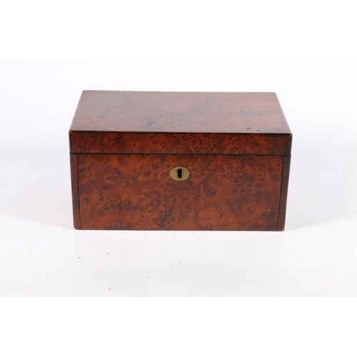 348 - Victorian bird's eye walnut games compendium box with fitted interior having lift out gaming tokens ... 