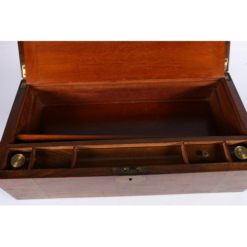 351 - Victorian walnut writing slope, with campaign style brass mounts, the interior fully fitted with lea... 