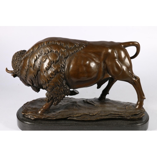 368 - After Antoine-Louis Barye, bronze sculpture of American Bison, signed, 25cm high.