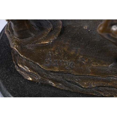 368 - After Antoine-Louis Barye, bronze sculpture of American Bison, signed, 25cm high.