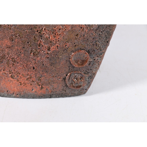 455 - SHAUN HALL, Blade, a studio art pottery raku fired vase with copper lustre glaze, cut hole design, s... 