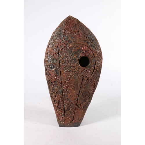 456 - SHAUN HALL, Magma, a studio art pottery raku fired vase with textured volcanic lava style blistering... 