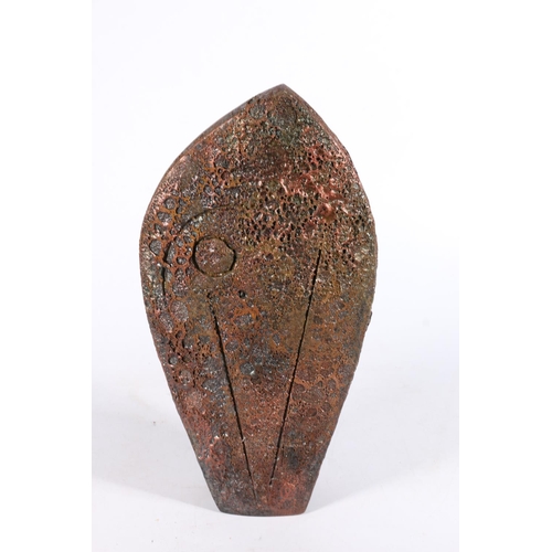 456 - SHAUN HALL, Magma, a studio art pottery raku fired vase with textured volcanic lava style blistering... 