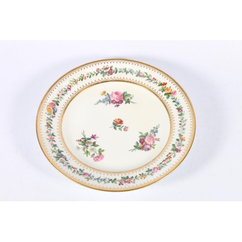 463 - Early 19th century Sevres porcelain plate decorated with floral bouquets framed by a gilt and floral... 