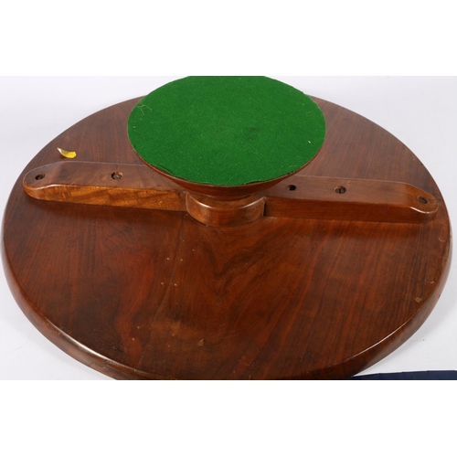 695 - Mahogany Lazy Susan, with dished circular top, raised on possible later base, 50cm diameter.