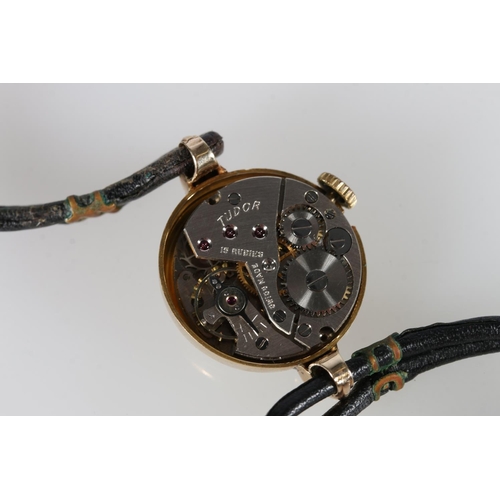 165 - 9ct gold cased Ladies Tudor wristwatch with Swiss 15 jewel Tudor movement, the backplate by B&S ... 