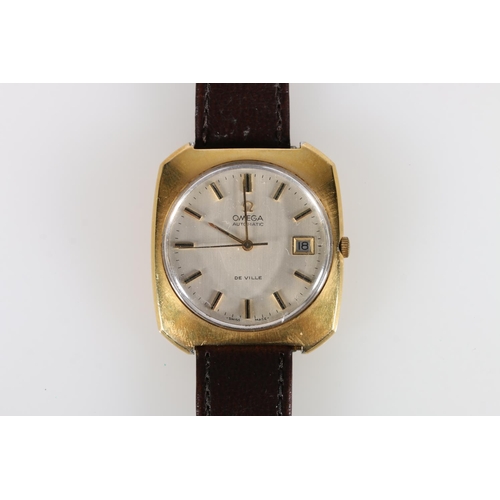 79 - Gents Omega De Ville automatic wristwatch with gold-plated bezel, 4cm x 3.5cm.