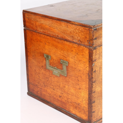 361 - 19th c. campaign traveling box with sunken handles to sides and front, 26 x 55 x 25cm.