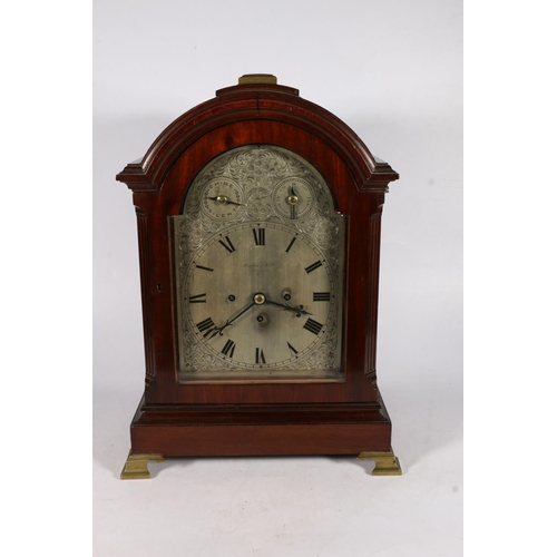 391 - Mahogany cased Mappin and Webb of London bracket clock with arch top, the silvered dial with Roman n... 