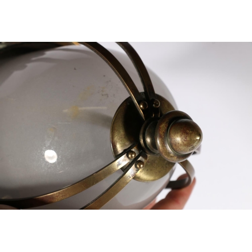 417 - Arts and crafts pendant light with opaque glass, 25cm.