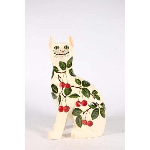 477 - Griselda Hill Pottery, a large Wemyss style Galle type cat model decorated in the cherry pattern, si... 