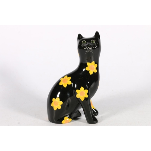 480 - Griselda Hill Wemyss Pottery, a 'Marie Curie' cat with daffodil design, limited edition 5/100, 17.5c... 