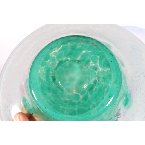 436 - Scottish art glass, a blue and green swirl design flaring rim bowl in the manner of Monart and Vasar... 