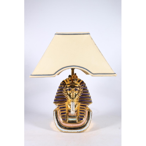 459 - Italian designer gold-plated ceramic table lamp in the form of Tutankhamen by Vittorio Sabadin for C... 