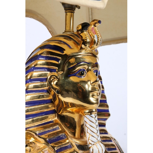 459 - Italian designer gold-plated ceramic table lamp in the form of Tutankhamen by Vittorio Sabadin for C... 