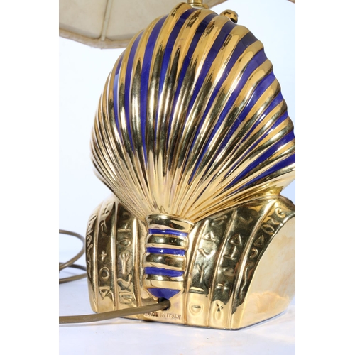 459 - Italian designer gold-plated ceramic table lamp in the form of Tutankhamen by Vittorio Sabadin for C... 