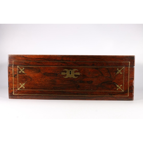 360 - 19th c.  brass inlaid writing slope, with leather writing surface, recessed handles to side, when cl... 