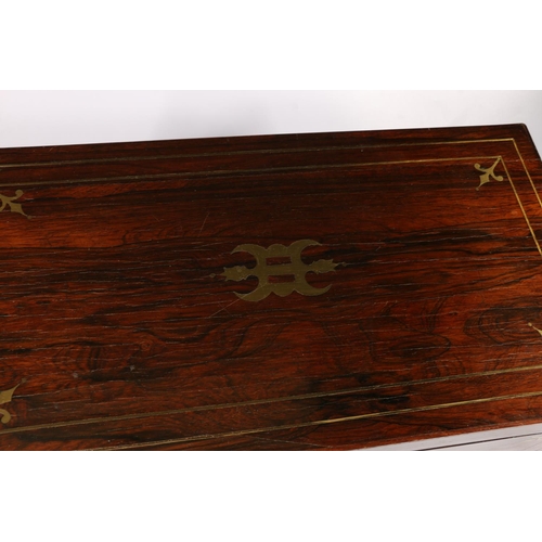 360 - 19th c.  brass inlaid writing slope, with leather writing surface, recessed handles to side, when cl... 