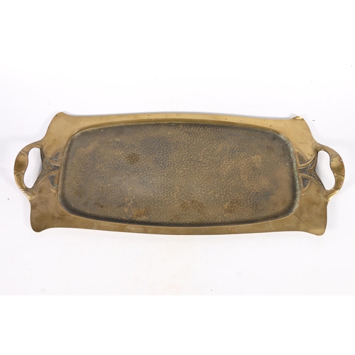 371 - Art Nouveau tray with textured well and raised handles, 65 x 26cm. 