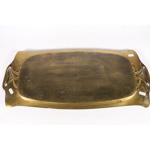 371 - Art Nouveau tray with textured well and raised handles, 65 x 26cm. 