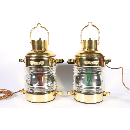 401 - Marine style pair of wall lights, both with plaques, 