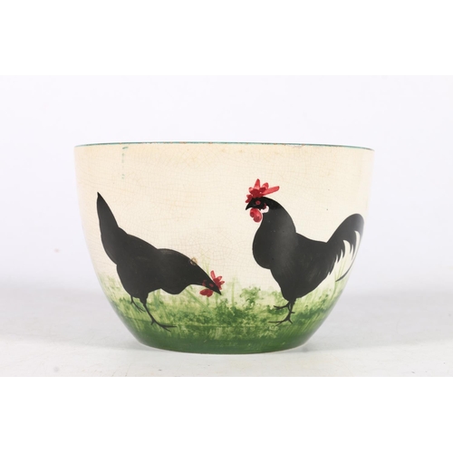 488 - Wemyss pottery Bon Jour black cockerel pattern slop bowl, 14cm diameter.