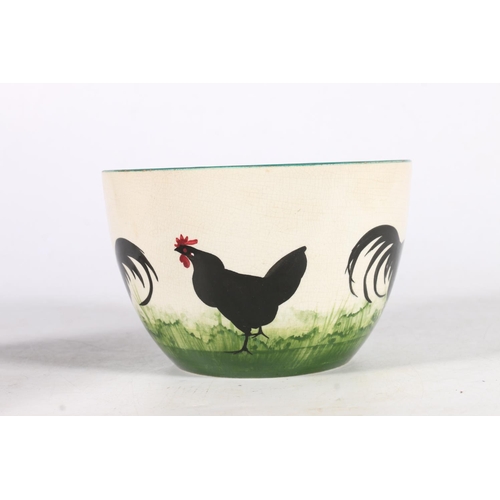 488 - Wemyss pottery Bon Jour black cockerel pattern slop bowl, 14cm diameter.