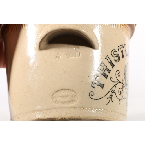 495 - Antique stoneware Thistle Dairy Company 2lb crock by Buchan of Portobello, 13.5cm tall.