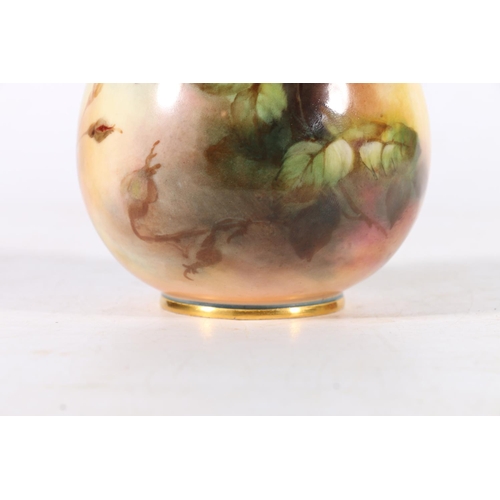 507 - Royal Worcester porcelain bottle vase with hand painted floral decoration, signed 'H Martin', date c... 