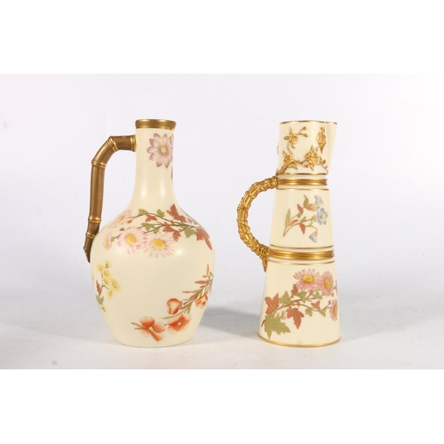 508 - Royal Worcester blush ivory porcelain ewer with gilt faux bamboo handle, 21cm tall, and another, pat... 