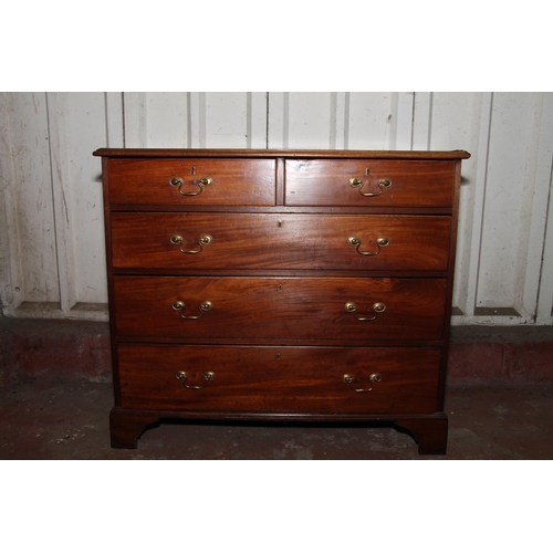 670 - 19th century mahogany chest of drawers, the rectangular top with moulded edge, over two short and th... 