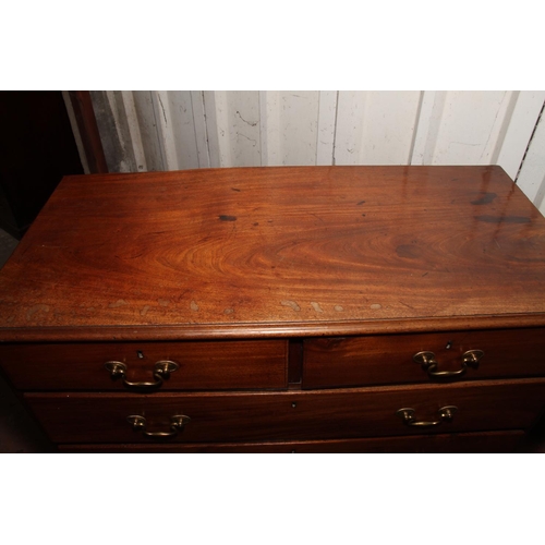 670 - 19th century mahogany chest of drawers, the rectangular top with moulded edge, over two short and th... 