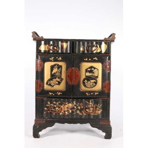 549 - Japanese lacquer jewellery box in the form of a miniature marriage cabinet, 35 x 28 x 14cm.