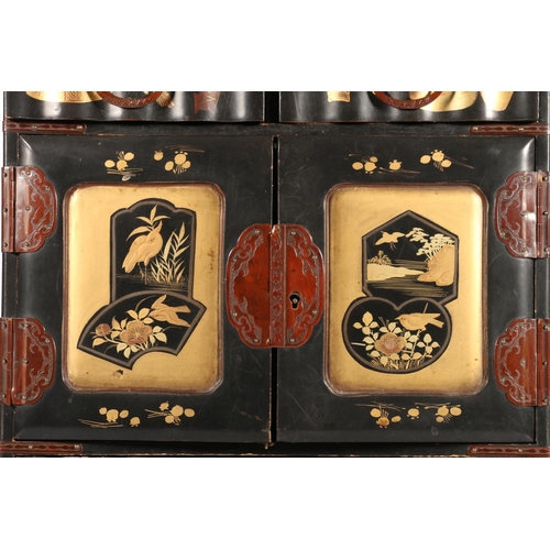 549 - Japanese lacquer jewellery box in the form of a miniature marriage cabinet, 35 x 28 x 14cm.