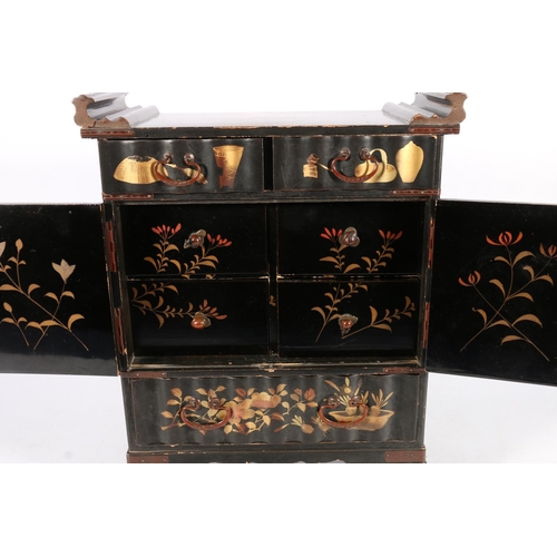 549 - Japanese lacquer jewellery box in the form of a miniature marriage cabinet, 35 x 28 x 14cm.