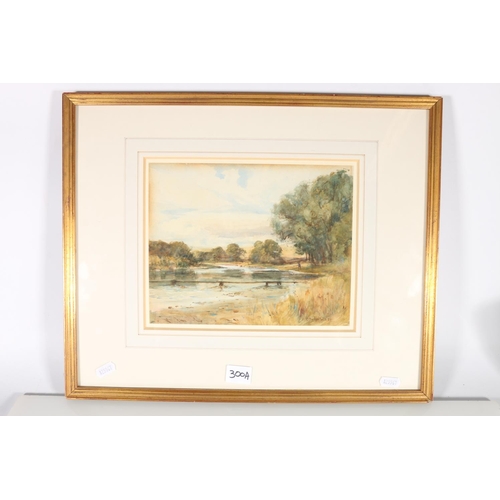 300A - DAVID WEST RSW (Scottish 1868-1936) River landscape Watercolour, signed lower right, 19.5cm x 24.5cm... 