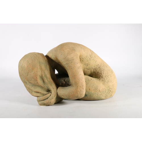 460 - Evelyn Temple, Girl Washing Hair, terracotta, with accompanying paper, 20cm. 