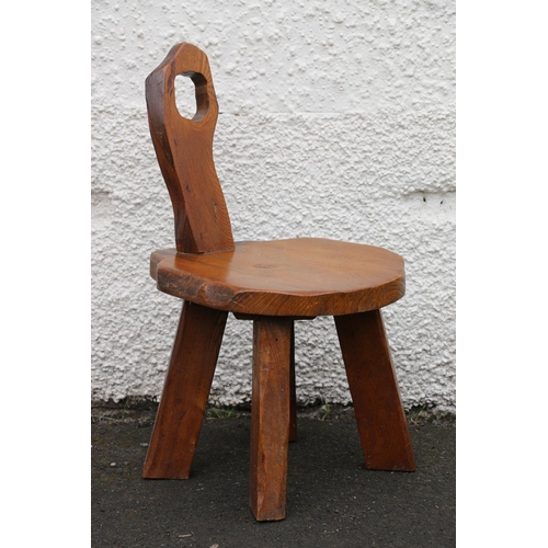 599 - Mid-century design rustic elm stool of naturalistic form by Wanderwood, 63cm.