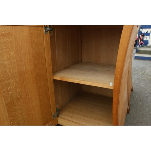 601C - Contemporary oak desk formed of four pedestal with square plank top. 