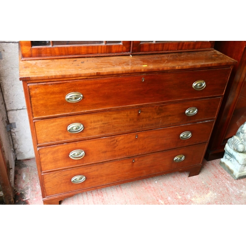 645 - 19th century mahogany secretaire bookcase, with adjustable shelves enclosed by glazed doors, on base... 