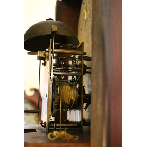 692 - 19th century mahogany longcase grandfather clock, with swan neck pediment over brass dial, inscribed... 