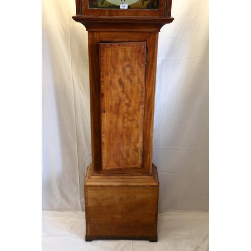 714 - George III mahogany longcase grandfather clock, the painted dial depicting the four seasons, signed ... 