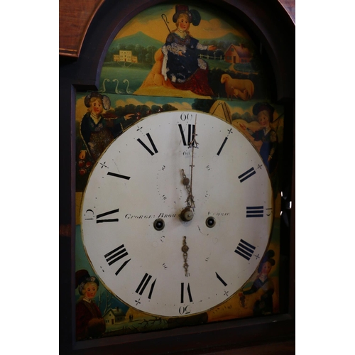 714 - George III mahogany longcase grandfather clock, the painted dial depicting the four seasons, signed ... 