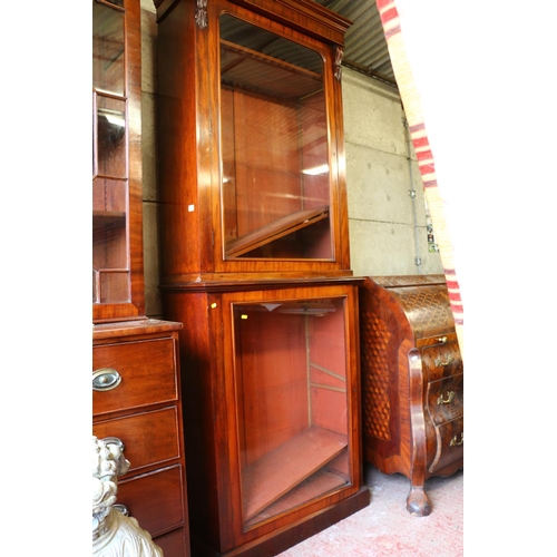 739 - Victorian mahogany bookcase, both top and bottom with glazed doors and adjustable shelves, 240 x 90 ... 