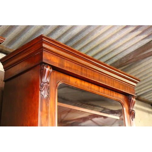 739 - Victorian mahogany bookcase, both top and bottom with glazed doors and adjustable shelves, 240 x 90 ... 