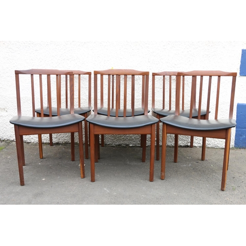 601G - Set of six mid-century teak dining chairs.