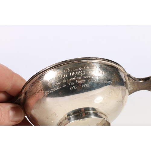 35 - Contemporary silver quaich with presentation inscription 'Gerald Henry Elliot for his valued service... 
